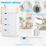 Bathroom Floor Cabinet, Free Standing Storage Cabinet with 4 Drawers & Single Door, 22 x 12 x 32 Inches