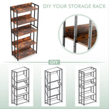 Tangkula Bookshelf, 5 Tier Industrial Book Shelf with Adjustable Shelves and Metal Frame