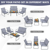 Tangkula 4 Pieces Patio Furniture Set with Tempered Glass Coffee Table (Gray)