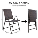Tangkula 4 PCS Folding Patio Chair Set Outdoor Pool Lawn Portable Wicker Chair