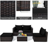 Tangkula 5 Piece Outdoor Patio Furniture Set, Sturdy Frame and Cushioned Sofa Ottoman