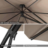 Tangkula 11 FT Offset Patio Umbrella, Aluminum Frame Double Top Hanging Umbrella with Weight Base