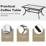 4 Pieces Outdoor Furniture Set, Patio Conversation Set with Cushions and Steel Frame