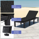Tangkula Patio Wicker Lounge Chair, Outdoor Rattan Adjustable Reclining Backrest Lounger Chairs