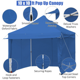 Tangkula 10x10ft Ez Pop up Canopy Tent, Commercial Instant Canopy with 8 Removable Zippered Sidewalls & Extended Awning