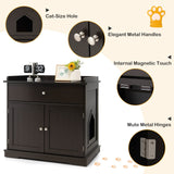 Tangkula Litter Box Enclosure, Cat Litter Box Furniture Hidden with Large Drawer, 2 Doors