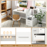 White Desk with 2 Storage Drawers & Bookshelf - Tangkula