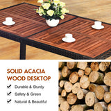 Tangkula 7 PCS Outdoor Patio Dining Set, Garden Dining Set w/Acacia Wood Table Top