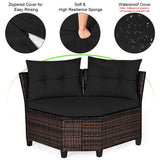 4-Piece Patio Furniture Set, C-Shape Outdoor Wicker Sectional Sofa Set