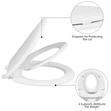 Tangkula Toilet Seat with Lid, Extra Build in Potty Training Child Seat, Slow Close, Round, Plastic, White