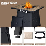 Tangkula 28 Inches Propane Fire Pit Table, 40,000 BTU Square Fire Table with Lid, Lava Stone, Waterproof Cover