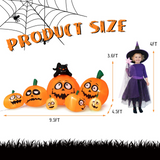 Tangkula 9.5 FT Halloween Inflatable Pumpkin Patch, 7 Pumpkins Family with Witches' Cat