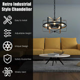 Tangkula 5 Lights Chandelier, Industrial Style Drum Shape Round Ceiling Lamp with Adjustable Hanging Chain & 5 E26 Lamp Holders