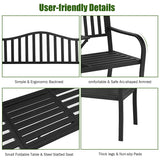 Tangkula Outdoor Garden Bench with Pullout Middle Table