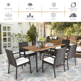 Tangkula Set of 6 Outdoor Dining Chairs, Patiojoy Weather Resistant PE Rattan Patio Chairs