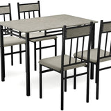 Tangkula 5 Piece Kitchen Dining Table Set(Grey)