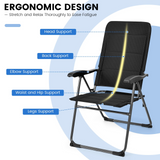 Tangkula Patio Chairs Set of 2, Folding Patio Dining Chairs with 7 Adjustable Backrest Positions