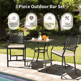 Tangkula 3 Piece Patio Bar Bistro Set, Outdoor Bar Height Stool & Table