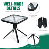 Outdoor Bistro Table, Patio Side Table with Tempered Glass Tabletop & Steel Frame