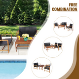 Tangkula 4-Piece PE Rattan Patio Furniture Set, Outdoor Conversation Set