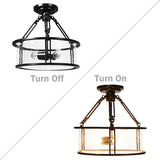 Tangkula Semi Flush Mount Ceiling Light, 3-Light Close to Ceiling Light with Bubble Glass Lampshade