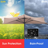 9 ft Half Round Outdoor Patio Umbrella, Market Umbrella with Crank and 5 ribs