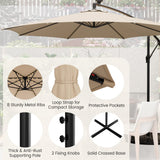 TANGKULA 10FT Solar Offset Umbrella, Tilted Cantilever Hanging Umbrella with 112 LED Lights