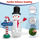 Tangkula 6 FT Inflatable Christmas Snowman, Blow up Xmas Decoration w/ Penguin Guidepost