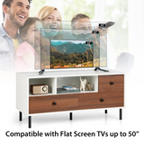 Tangkula Modern TV Stand for 50-inch TVs, Multifunctional Flat Screen Console Table with 2 Cubbies & 3 Large Drawers