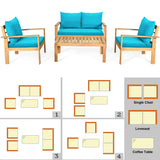 Tangkula Outdoor 4-Piece Acacia Wood Chat Set