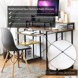 Tangkula Computer Desk with Storage Shelves, Monitor Stand