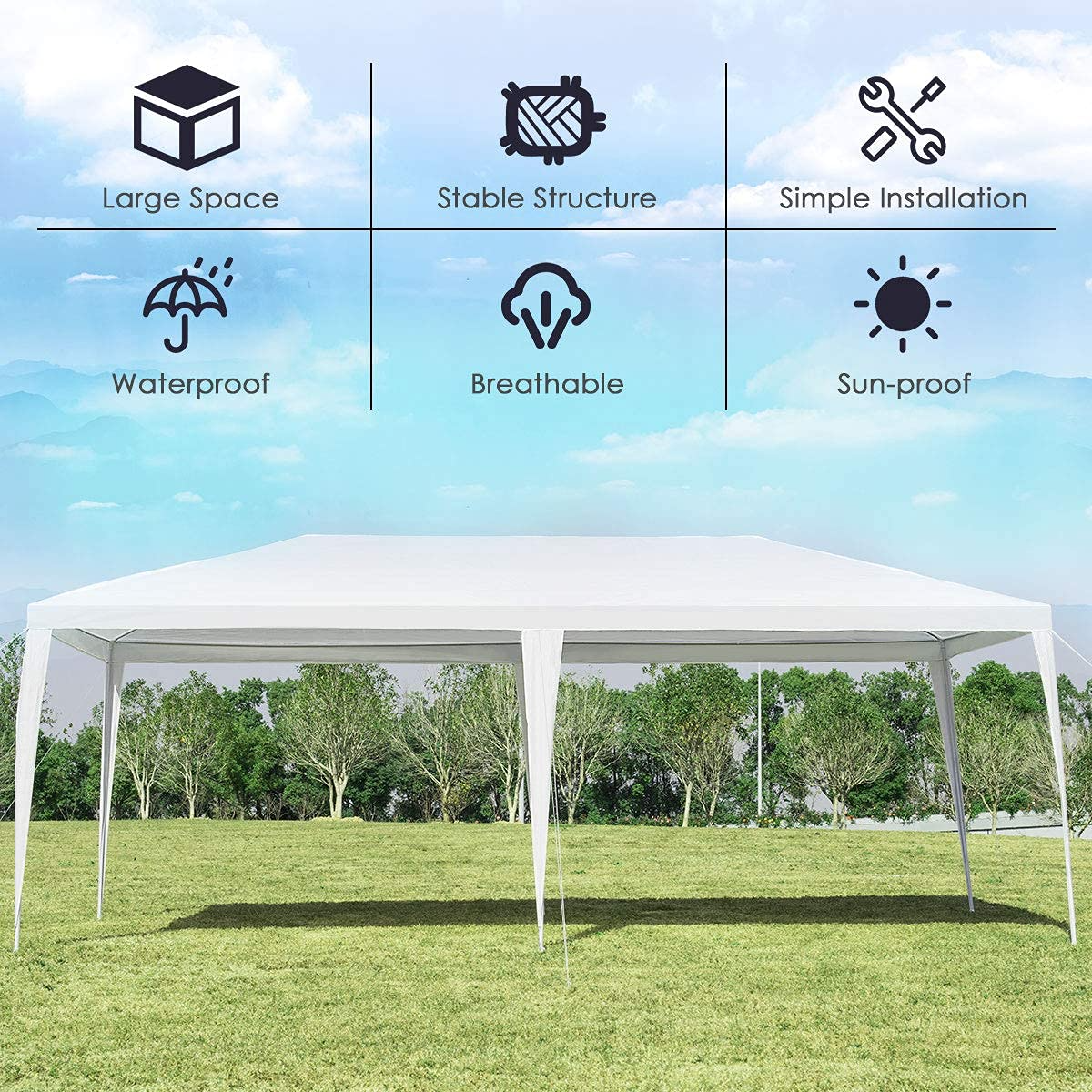 canopy tent waterproof Tangkula 10 x 20 Feet Canopy Tent, Waterproof Wedding Canopy with Wind Rope