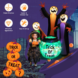 Tangkula 8 FT Inflatable Halloween Witches Holding Cauldron, Quick Blow up Halloween Sorceresses