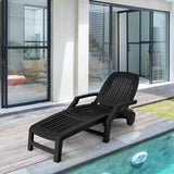 Outdoor Chaise Lounge Chair, 5-Position Adjustable Recliner with Storage Box and Flexible Wheels