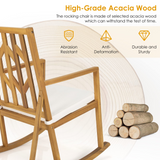 Tangkula Acacia Wood Patio Rocking Chair, Outdoor Porch Rocker