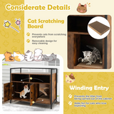 Tangkula Litter Box Enclosure, Cat Litter Box Furniture Hidden