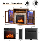Tangkula Electric Fireplace TV Stand, Electric Fireplace Mantel with 16-Color Led Lights