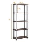 Tangkula 57" Storage Shelves, Space-Saving 5-Tier Storage Rack Organizer(Walnut & Black)