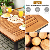 Tangkula 5 Pieces Patio Dining Set, Modern Conversation Set w/Solid Wood Table & Umbrella Hole for Backyard Garden Porch