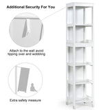 Tangkula Tall Bathroom Storage Cabinet, Multifunctional Bathroom Floor Cabinet with 3 Tier Shelves and 2 Drawers