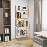 Tangkula 4 Tier Bamboo Ladder Bookshelf, Freestanding Plant Display Stand