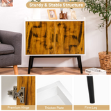 Tangkula Mid Century Storage Cabinet, Floor Storage Cabinet with 2 Doors & Metal Legs, Rustic Brown