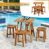 Tangkula 5 Piece Wood Patio Dining Set