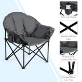 Tangkula Oversized Camping Chair, Outdoor Padded Folding Chair with Cup Holder