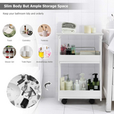 Tangkula Slim Bathroom Storage Shelves, Wooden Rolling Storage Cabinet