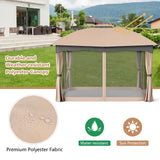Tangkula 12x10 Ft Patio Gazebo, Double Vented Gazebo with Zippered Privacy Curtains (Brown)