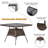 Tangkula 5 Pieces Wicker Patio Dining Set, Outdoor PE Rattan Chairs Table Set with 4 Seat Cushions