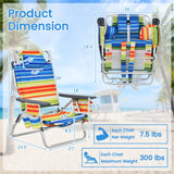 Tangkula Set of 2 Backpack Beach Chair, 5-Position Lay Flat Beach Chairs with Cooler Bag