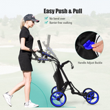 Tangkula Golf Push Pull Cart, Lightweight Aluminum Collapsible 4 Wheels Golf Push Cart, Golf Trolley with Waterproof Bag & Foot Brake