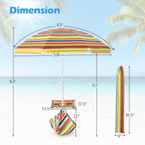 Tangkula 6.5 FT Beach Umbrella with Table, Windproof Ventilated Sunshade Shelter with Tilt Mechanism
